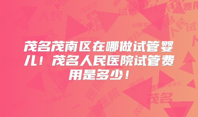 茂名茂南区在哪做试管婴儿！茂名人民医院试管费用是多少！
