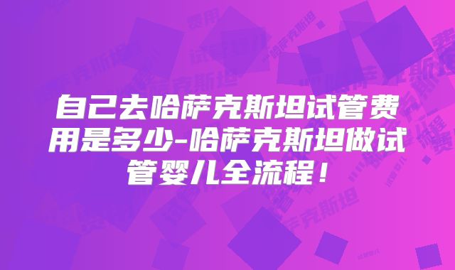 自己去哈萨克斯坦试管费用是多少-哈萨克斯坦做试管婴儿全流程！