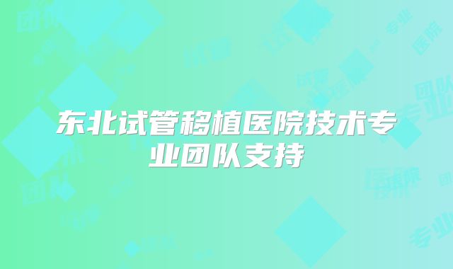 东北试管移植医院技术专业团队支持