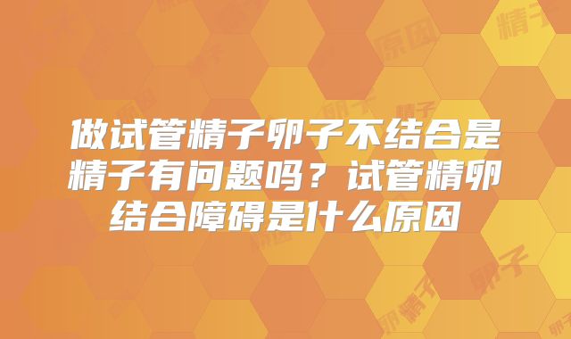 做试管精子卵子不结合是精子有问题吗？试管精卵结合障碍是什么原因
