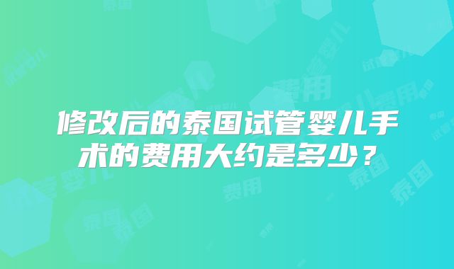 修改后的泰国试管婴儿手术的费用大约是多少？