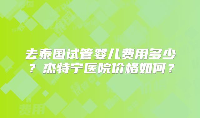 去泰国试管婴儿费用多少?杰特宁医院价格如何?