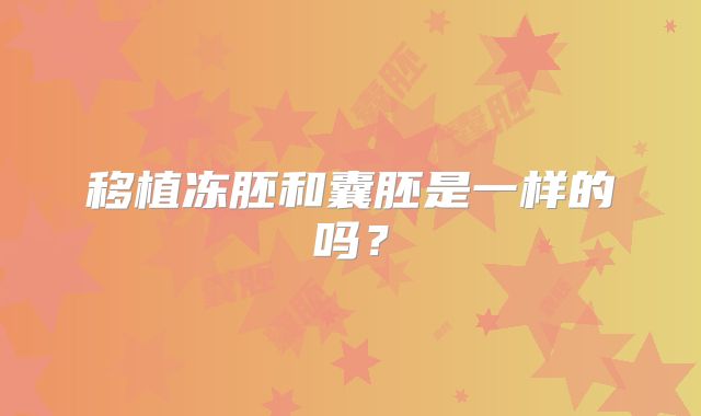 移植冻胚和囊胚是一样的吗?