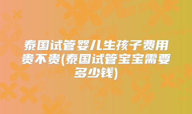 泰国试管婴儿生孩子费用贵不贵(泰国试管宝宝需要多少钱)
