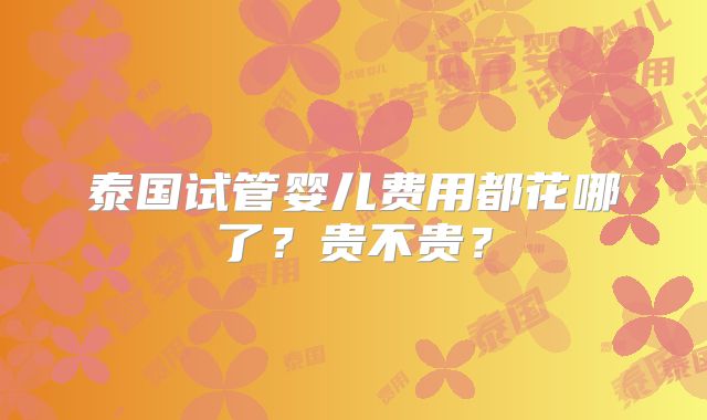 泰国试管婴儿费用都花哪了?贵不贵?
