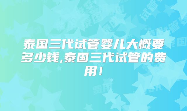 泰国三代试管婴儿大概要多少钱,泰国三代试管的费用！