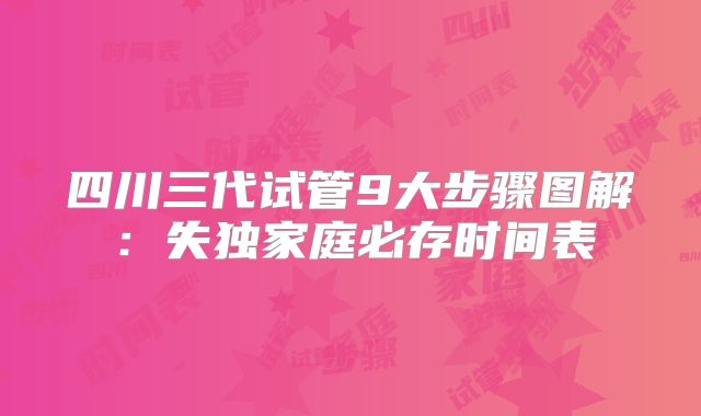 四川三代试管9大步骤图解：失独家庭必存时间表