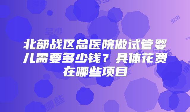 北部战区总医院做试管婴儿需要多少钱?具体花费在哪些项目