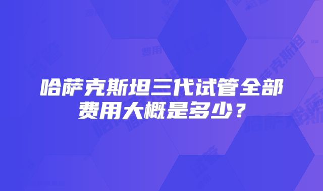 哈萨克斯坦三代试管全部费用大概是多少？