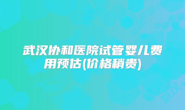 武汉协和医院试管婴儿费用预估(价格稍贵)