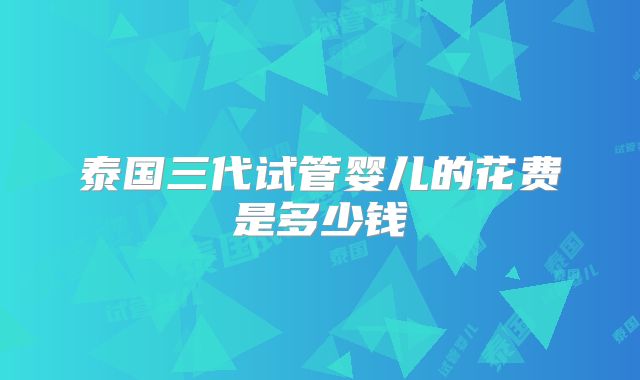 泰国三代试管婴儿的花费是多少钱