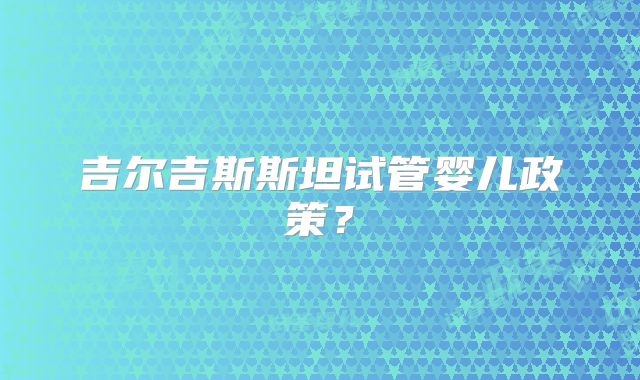 吉尔吉斯斯坦试管婴儿政策？