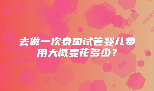 去做一次泰国试管婴儿费用大概要花多少？