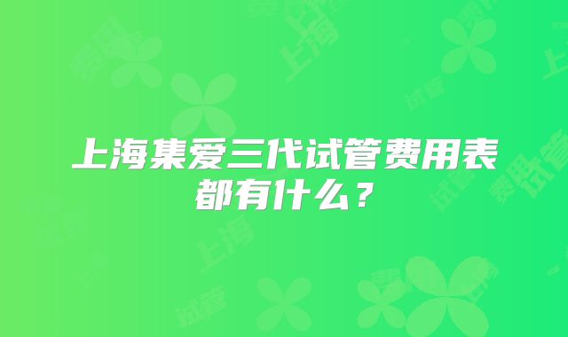上海集爱三代试管费用表都有什么？