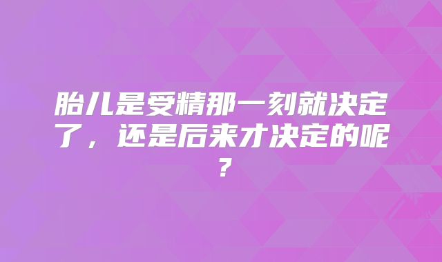 胎儿是受精那一刻就决定了，还是后来才决定的呢？