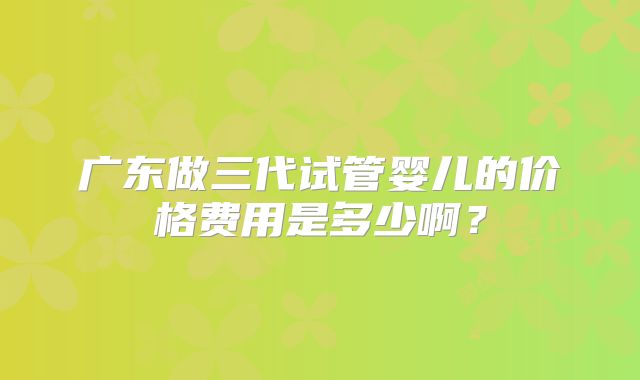 广东做三代试管婴儿的价格费用是多少啊?