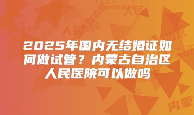 2025年国内无结婚证如何做试管？内蒙古自治区人民医院可以做吗