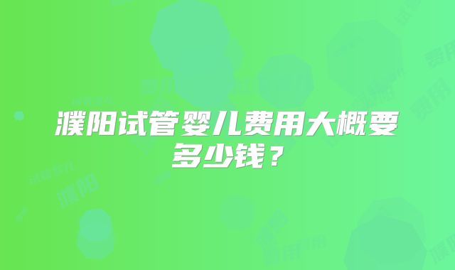 濮阳试管婴儿费用大概要多少钱?