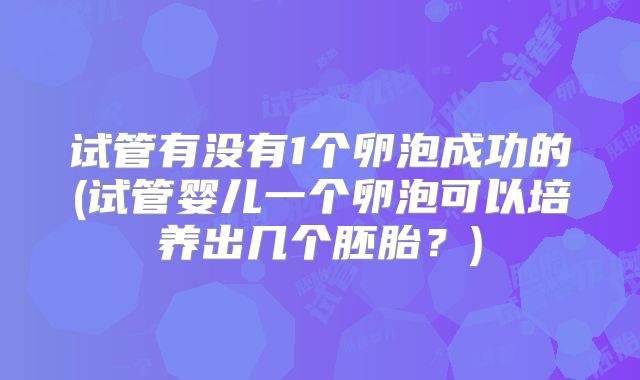 试管有没有1个卵泡成功的(试管婴儿一个卵泡可以培养出几个胚胎?)