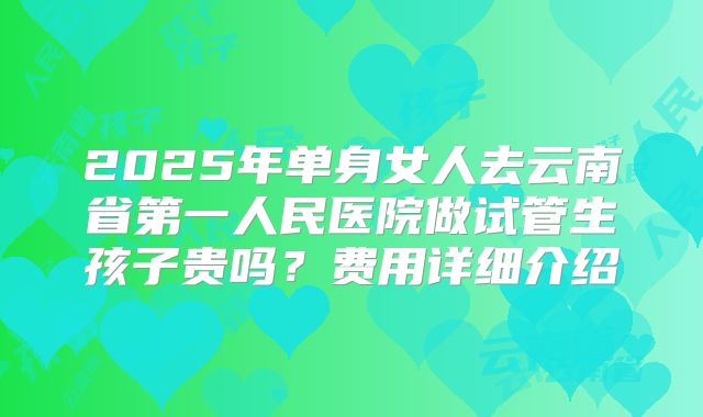 2025年单身女人去云南省第一人民医院做试管生孩子贵吗?费用详细介绍