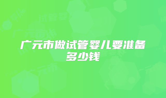 广元市做试管婴儿要准备多少钱