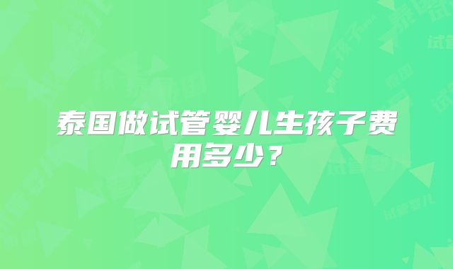 泰国做试管婴儿生孩子费用多少？