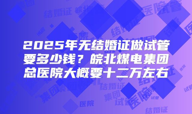 2025年无结婚证做试管要多少钱？皖北煤电集团总医院大概要十二万左右