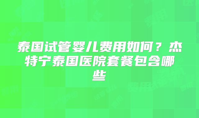 泰国试管婴儿费用如何？杰特宁泰国医院套餐包含哪些