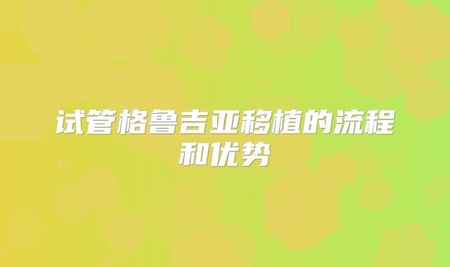 试管格鲁吉亚移植的流程和优势