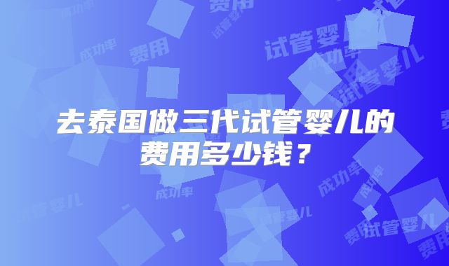 去泰国做三代试管婴儿的费用多少钱?
