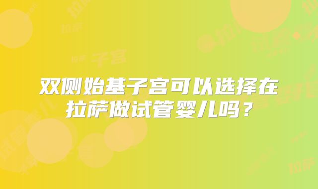 双侧始基子宫可以选择在拉萨做试管婴儿吗？