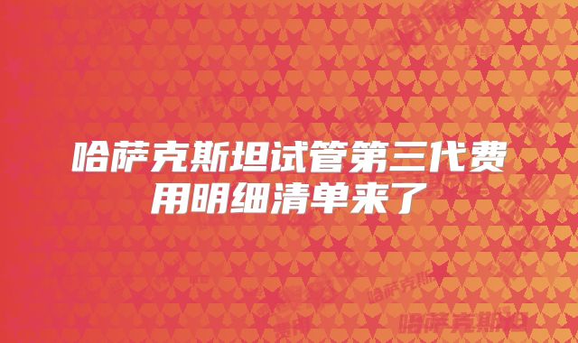 哈萨克斯坦试管第三代费用明细清单来了