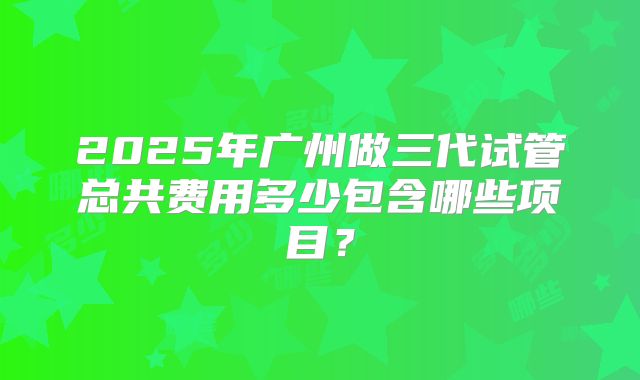 2025年广州做三代试管总共费用多少包含哪些项目？