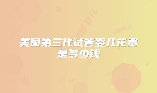 美国第三代试管婴儿花费是多少钱