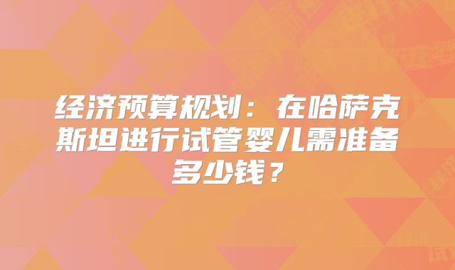 经济预算规划:在哈萨克斯坦进行试管婴儿需准备多少钱?