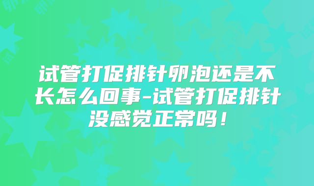 试管打促排针卵泡还是不长怎么回事-试管打促排针没感觉正常吗!