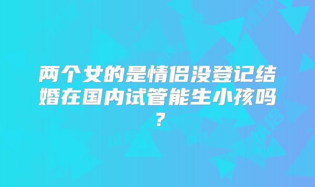 两个女的是情侣没登记结婚在国内试管能生小孩吗?