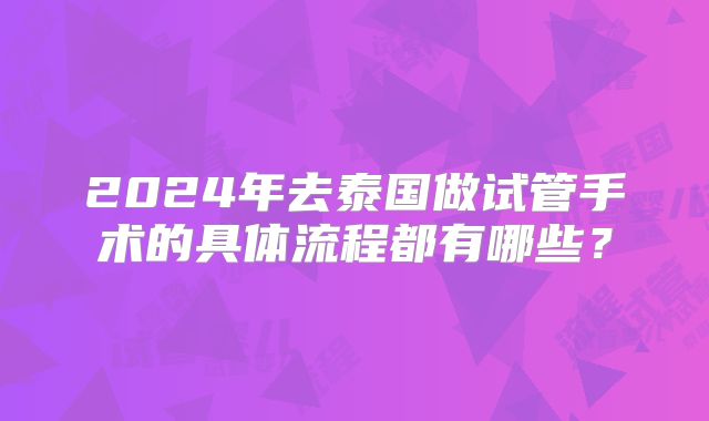 2024年去泰国做试管手术的具体流程都有哪些？