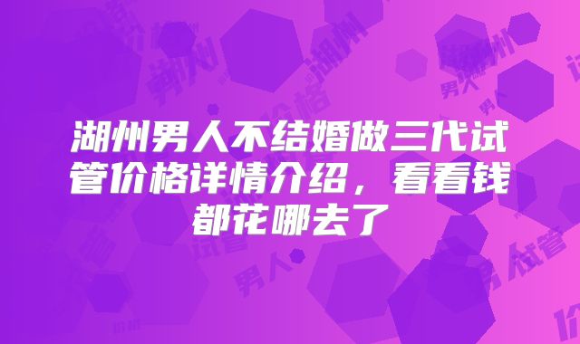 湖州男人不结婚做三代试管价格详情介绍,看看钱都花哪去了