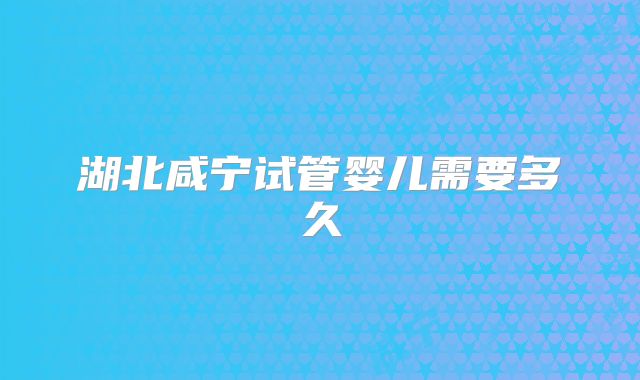 湖北咸宁试管婴儿需要多久