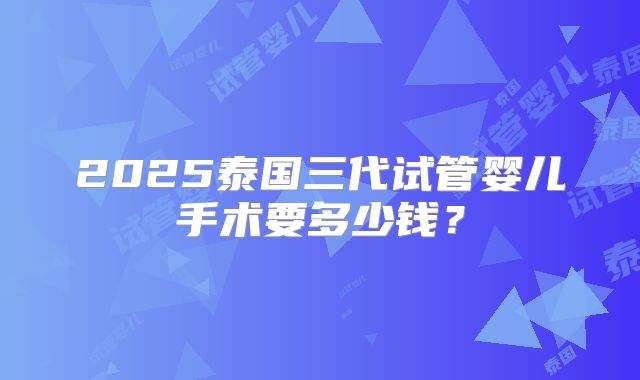 2025泰国三代试管婴儿手术要多少钱?