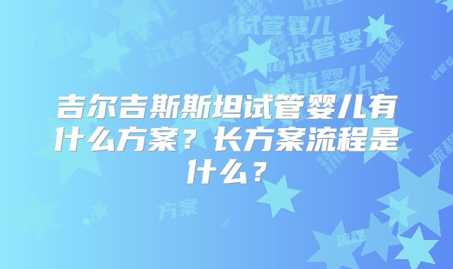 吉尔吉斯斯坦试管婴儿有什么方案？长方案流程是什么？