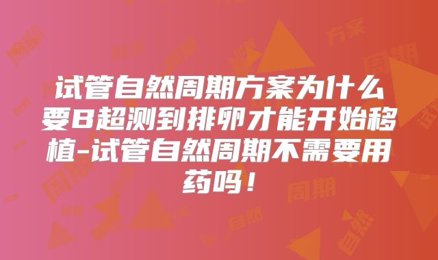 试管自然周期方案为什么要B超测到排卵才能开始移植-试管自然周期不需要用药吗!