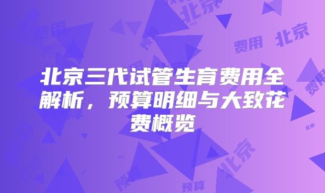 北京三代试管生育费用全解析,预算明细与大致花费概览