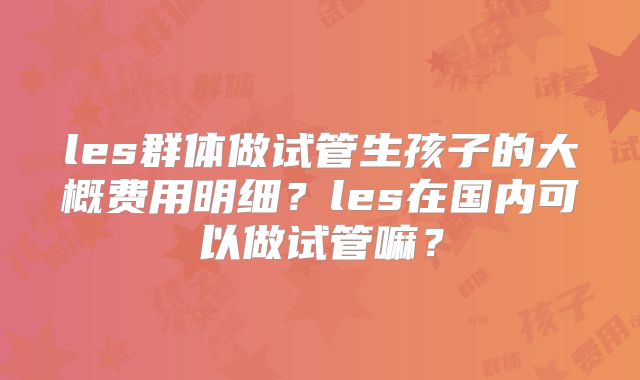 les群体做试管生孩子的大概费用明细?les在国内可以做试管嘛?