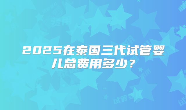 2025在泰国三代试管婴儿总费用多少?