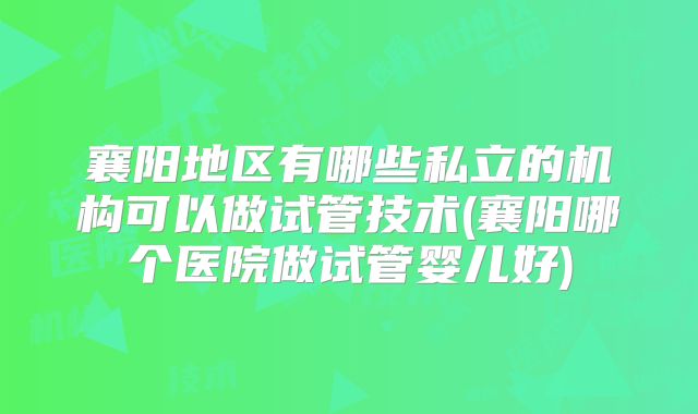 襄阳地区有哪些私立的机构可以做试管技术(襄阳哪个医院做试管婴儿好)