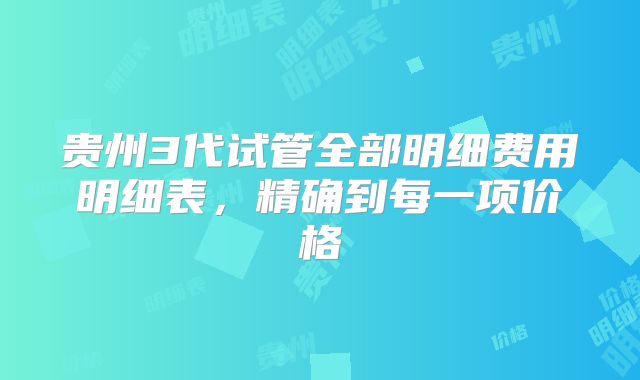贵州3代试管全部明细费用明细表,精确到每一项价格