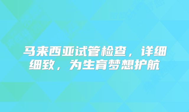 马来西亚试管检查，详细细致，为生育梦想护航