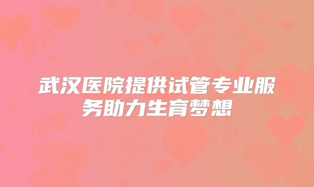 武汉医院提供试管专业服务助力生育梦想